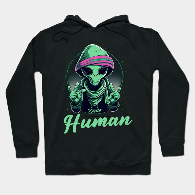 Hello Human Hoodie by ArtRoute02